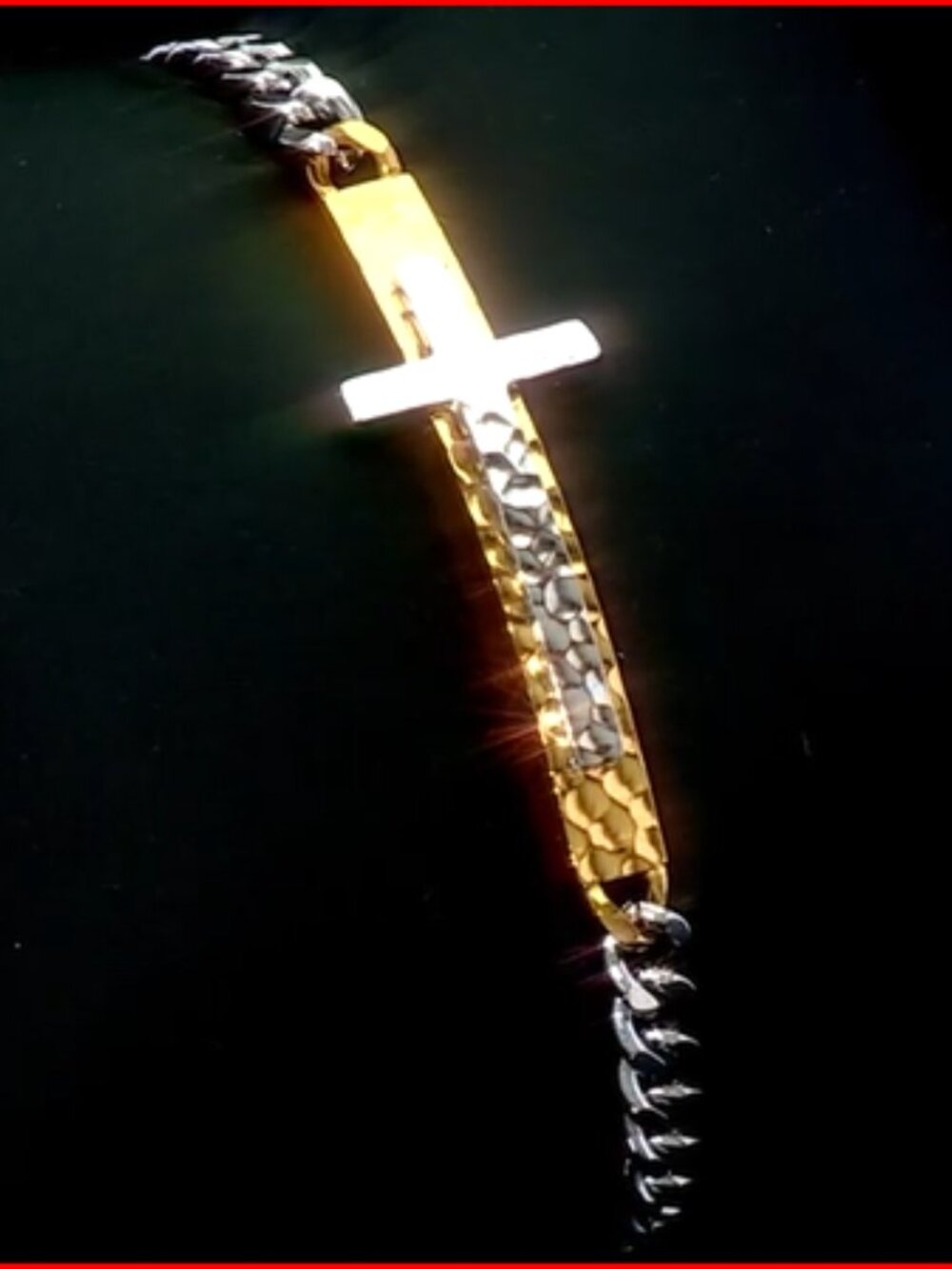 Hammered Cross Bracelet